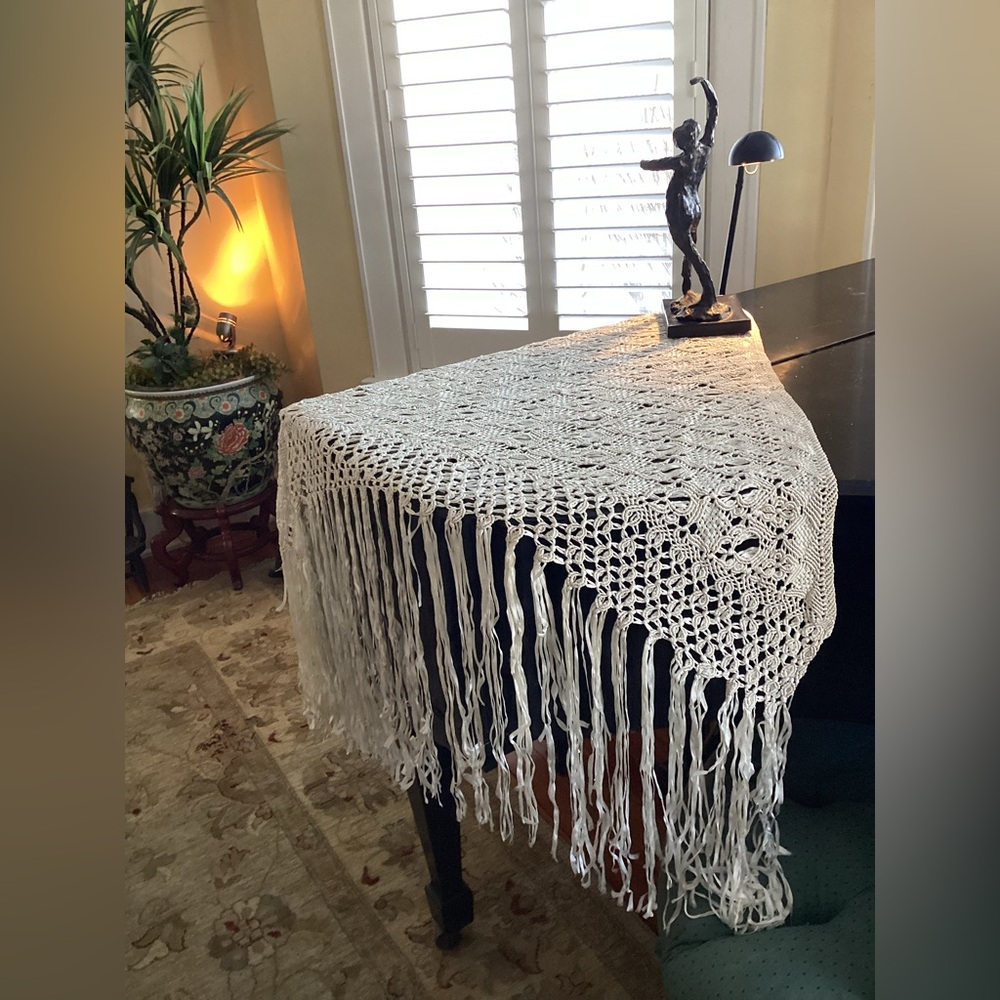 Ribbon Lace Crocheted Shawl - Picture 5 of 9